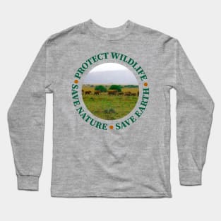 Wildlife Conservation Earth Day Elephants Long Sleeve T-Shirt